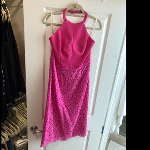 Shoshanna pink lace halter dress